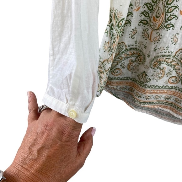 Orvis Tunic Women's 100% Cotton Half Button BoHo Print Blouse Sz Large - Picture 7 of 7